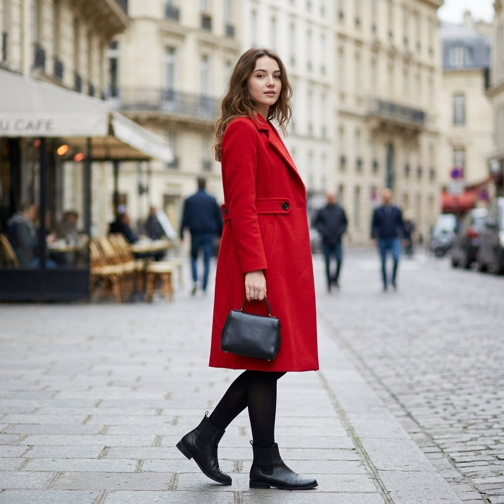 Manteau d'hiver en laine avec ceinture