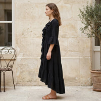 Robe midi bohème à volants
