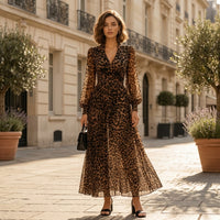 Robe longue portefeuille Mila motif léopard