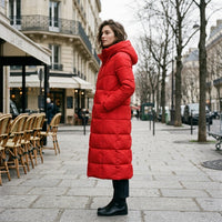 Manteau matelassé long à capuche