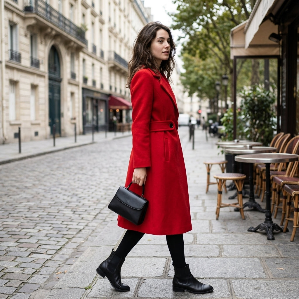 Manteau d'hiver en laine avec ceinture