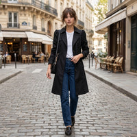 Trench-coat imperméable classique ceinturé