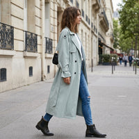 Trench-coat long en mélange de coton