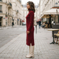 Robe-pull à col roulé en maille torsadée