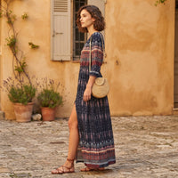 Robe longue bohème boutonnée à l'avant