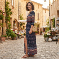 Robe longue bohème boutonnée à l'avant