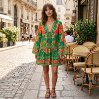 Veste courte bohème à motifs floraux