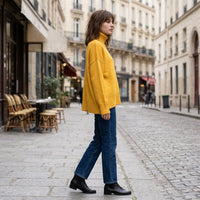 Pull à col roulé en cachemire et laine