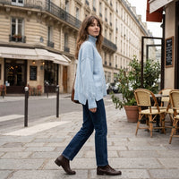 Pull à col roulé en cachemire et laine