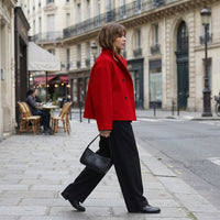 Veste oversize à col montant et boutonnée