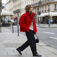 Veste oversize à col montant et boutonnée