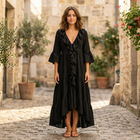 Robe midi bohème à volants