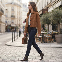 Veste courte boutonnée à coupe carrée