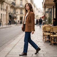 Blazer oversize en daim marron