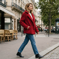 Veste courte en fausse fourrure effet mouton