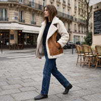 Blouson aviateur Lina en peau lainée