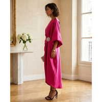 Robe midi Montarello en satin à manches chauve-souris