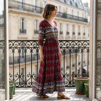 Robe longue bohème boutonnée à l'avant