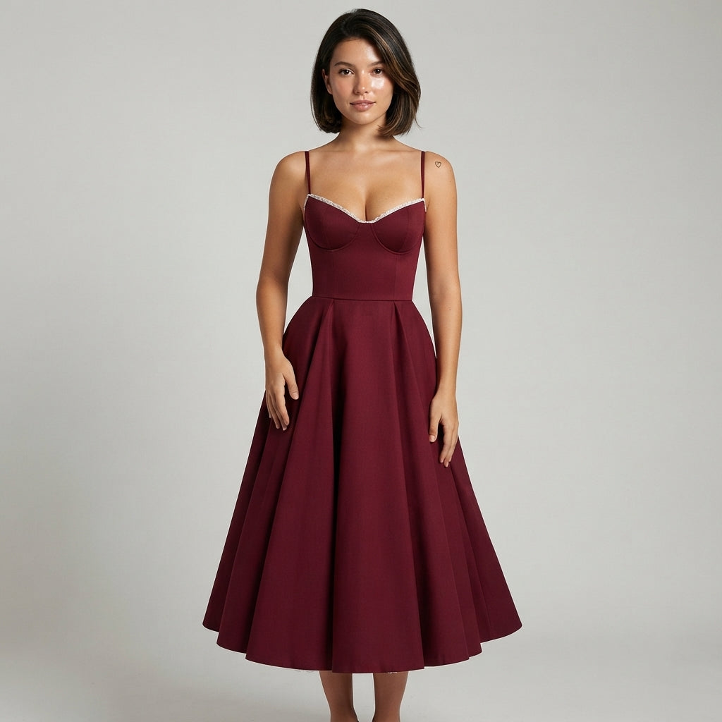 Robe midi en tulle corset à décolleté cœur