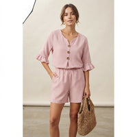 Ensemble deux pièces short aspect lin