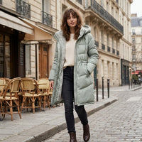 Manteau matelassé long à capuche