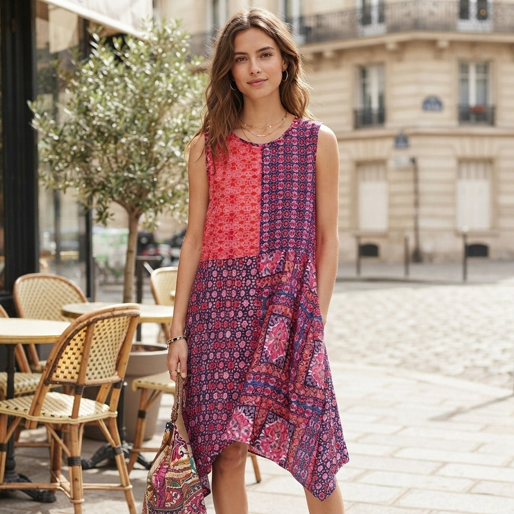 Robe-tunique bohème en patchwork