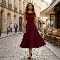 Robe midi drapée et plissée