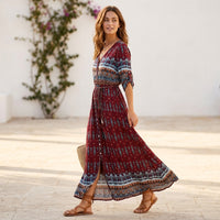 Robe longue bohème boutonnée à l'avant