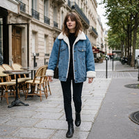 Veste en jean oversize doublée façon mouton