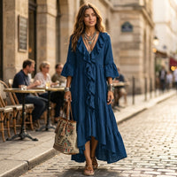 Robe midi bohème à volants