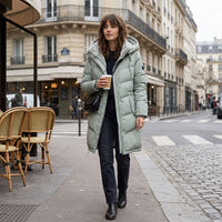 Manteau matelassé long à capuche