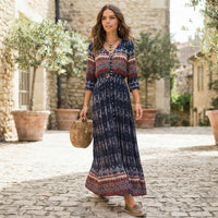 Robe longue bohème boutonnée à l'avant