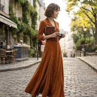 Robe midi trapèze boutonnée