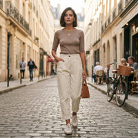 Pantalon en velours côtelé à jambes larges Lisette