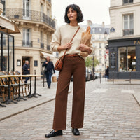Pantalon large taille haute
