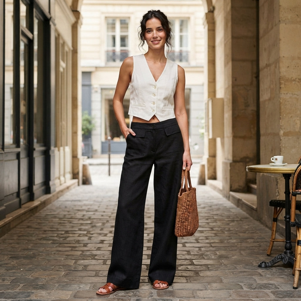 Pantalon ample à jambes larges