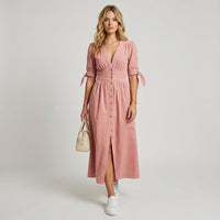 Robe longue en jean boutonnée Romane