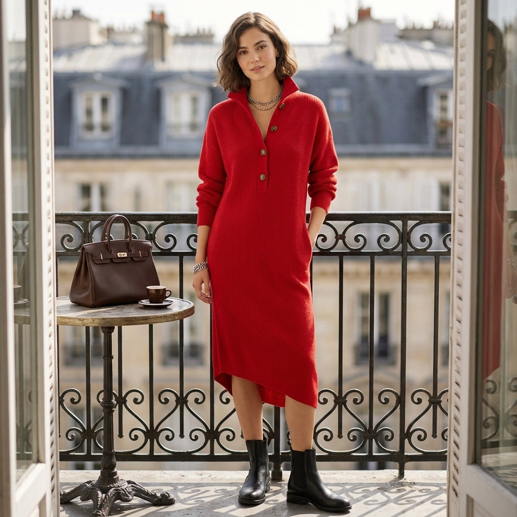 Robe-pull Brielle à col boutonné