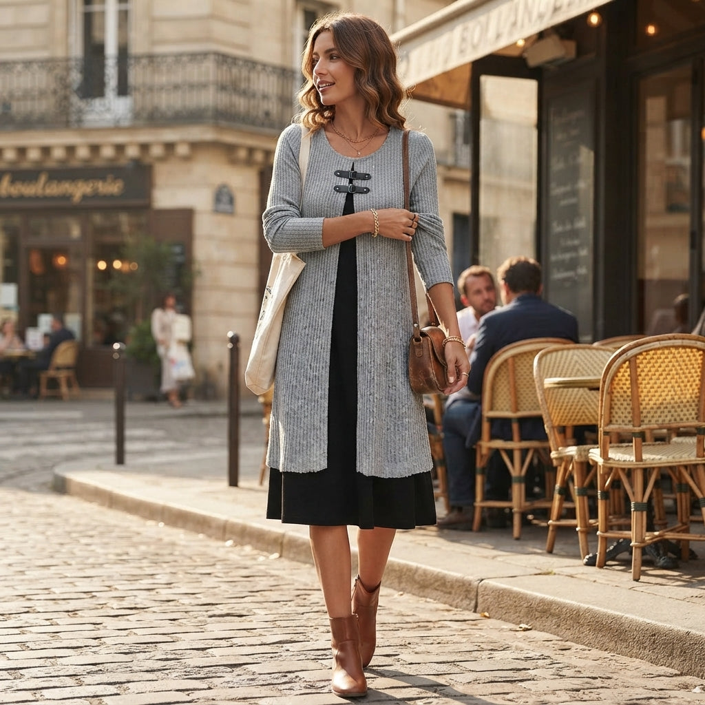 Robe midi trapèze en coton