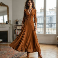 Robe midi trapèze boutonnée