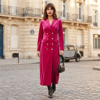 Robe longue blazer en velours