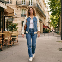 Veste en jean à capuche doublée de polaire