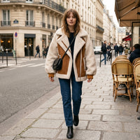 Blouson aviateur Lina en peau lainée