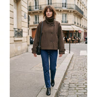 Manteau en mélange de laine à col montant