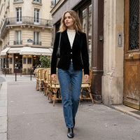 Veste cintrée en suédine effet velours