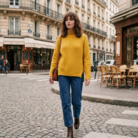 Pull à col roulé en maille de laine