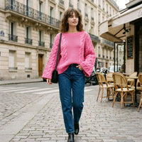 Maxi-pull en maille torsadée oversize