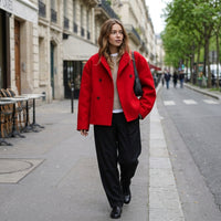 Veste oversize à col montant et boutonnée