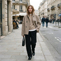 Veste oversize à col montant et boutonnée