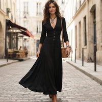 Robe midi trapèze boutonnée